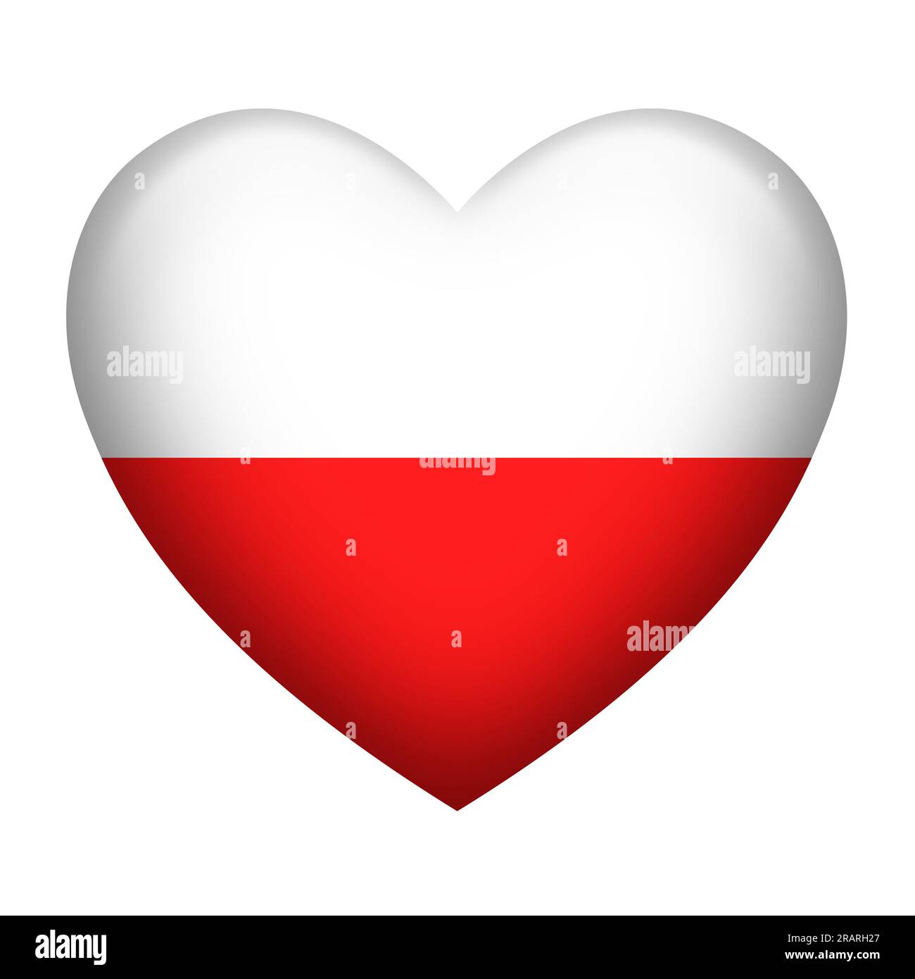 Herzform von Polen Insignia isoliert auf weiß Stockfoto