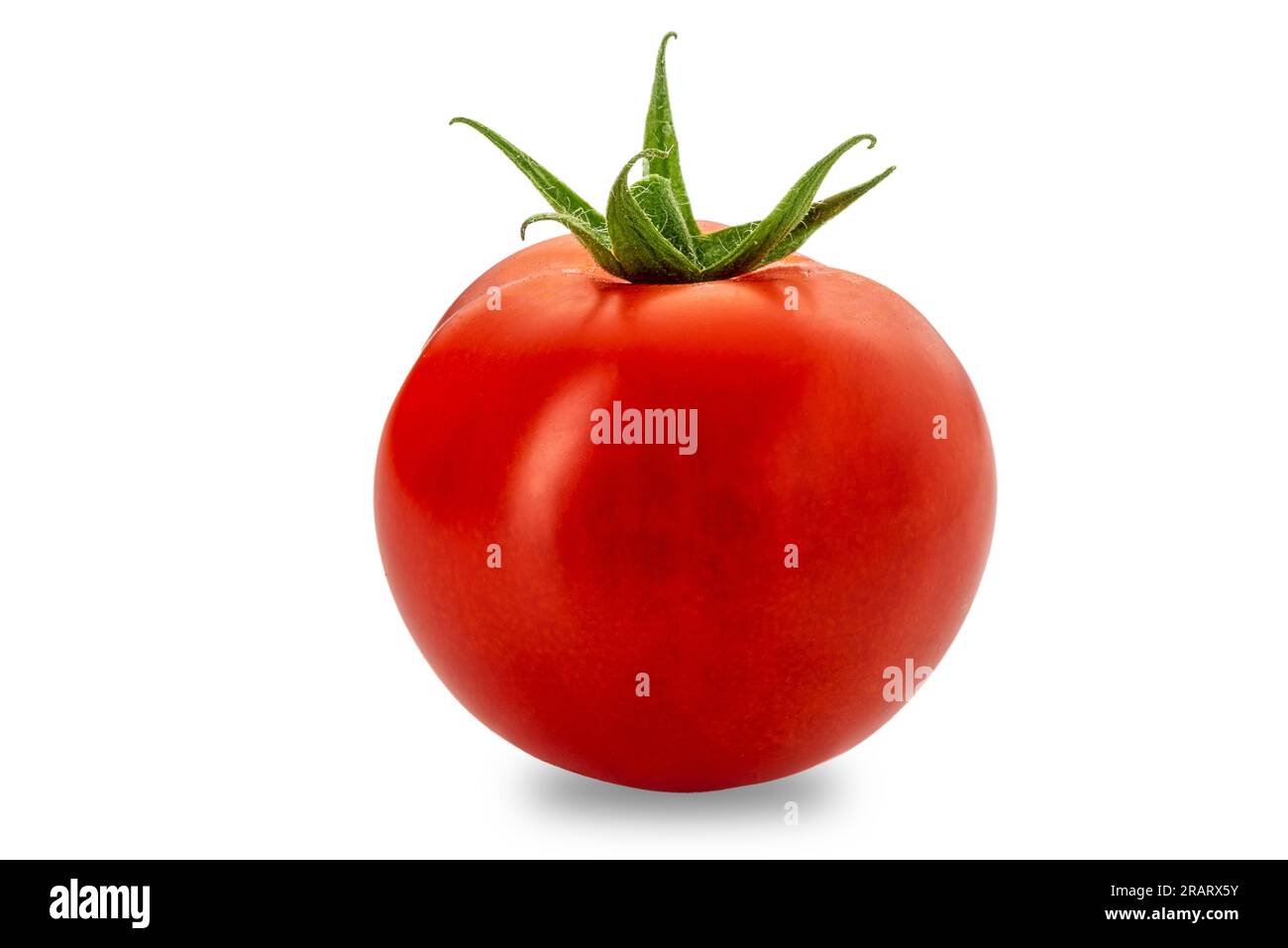 Rote Tomate, isoliert auf weiß, mit Schnittpfad im Lieferumfang enthalten Stockfoto
