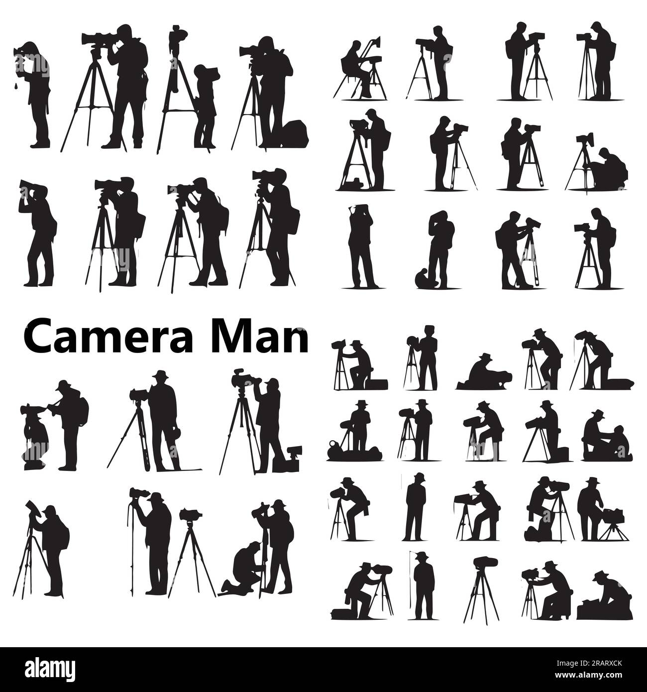 Ein Satz aus der Vektorkollektion „Camera man“ mit Silhouette Stock Vektor