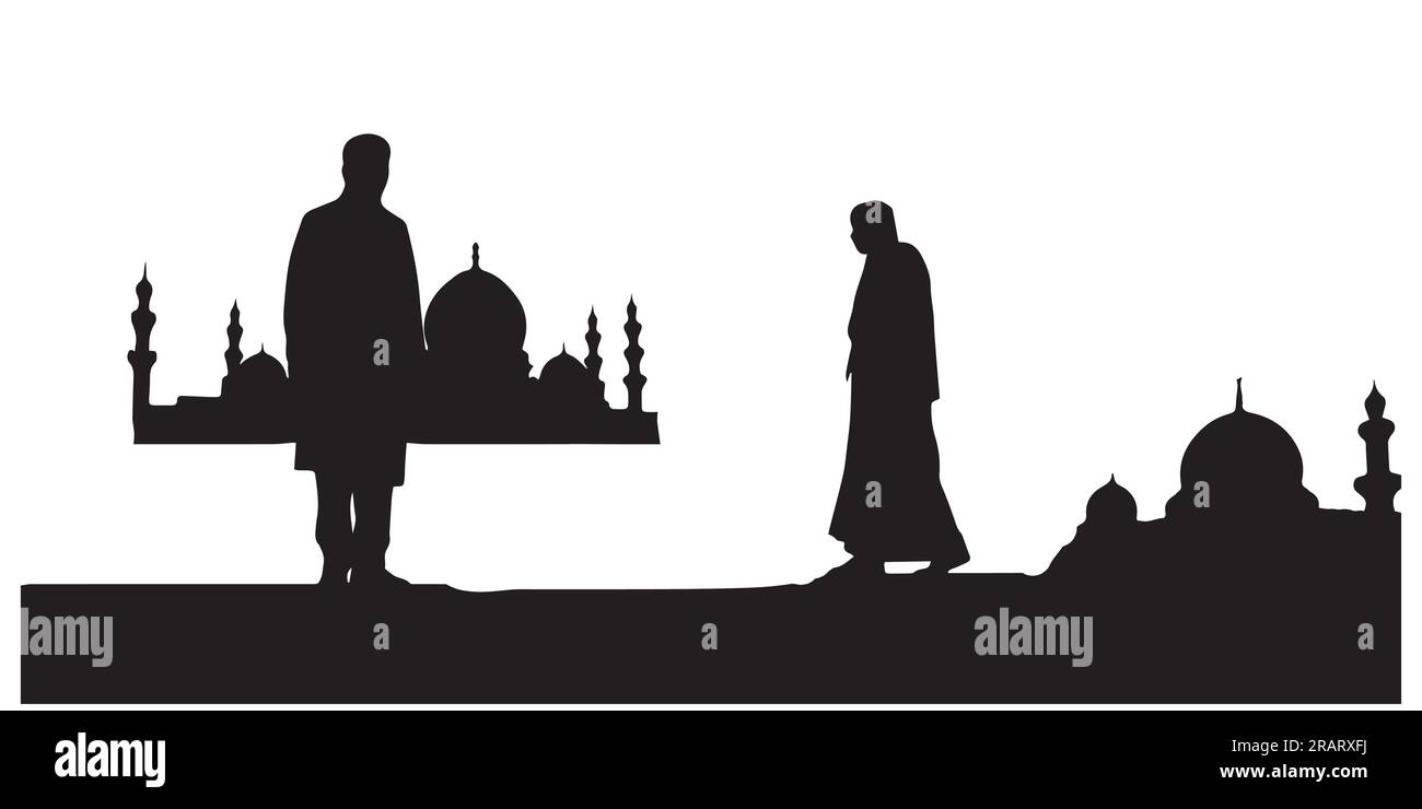 Vektordarstellung der islamischen Moschee in Silhouette Stock Vektor