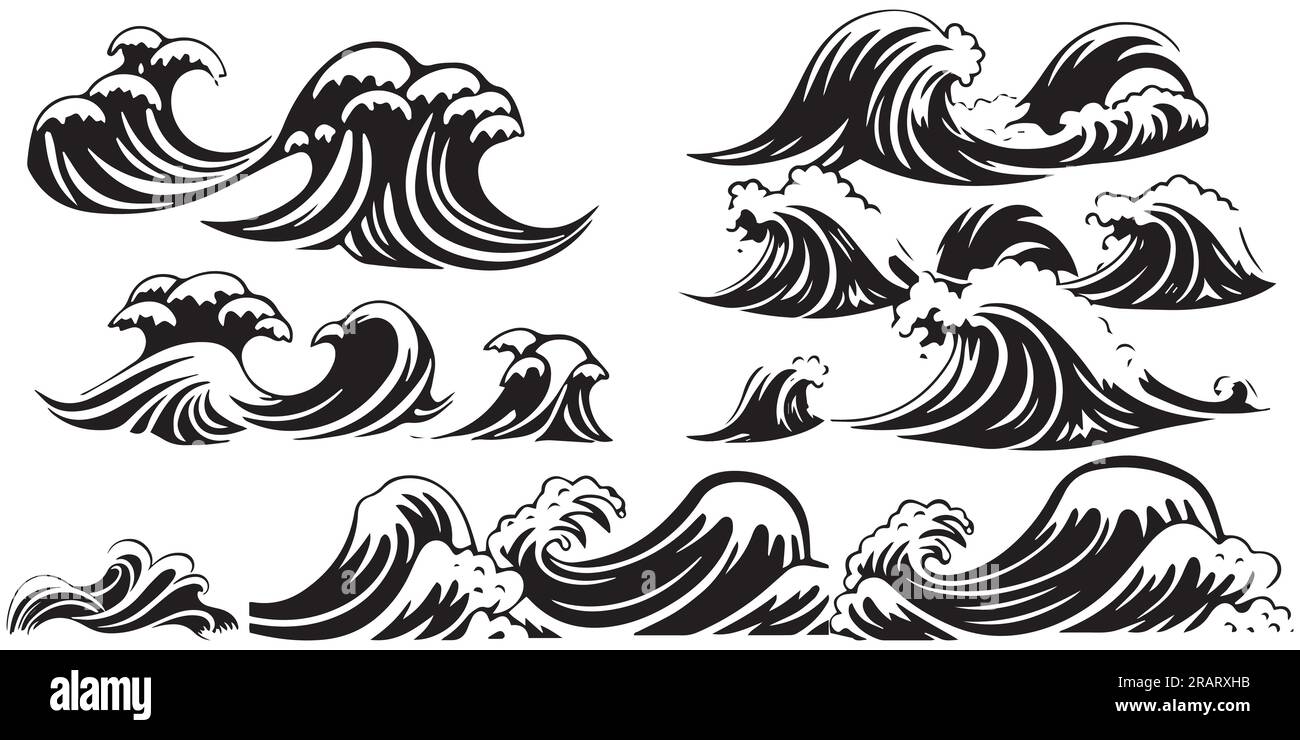 Vektordarstellung der Silhouettenwellen Stock Vektor