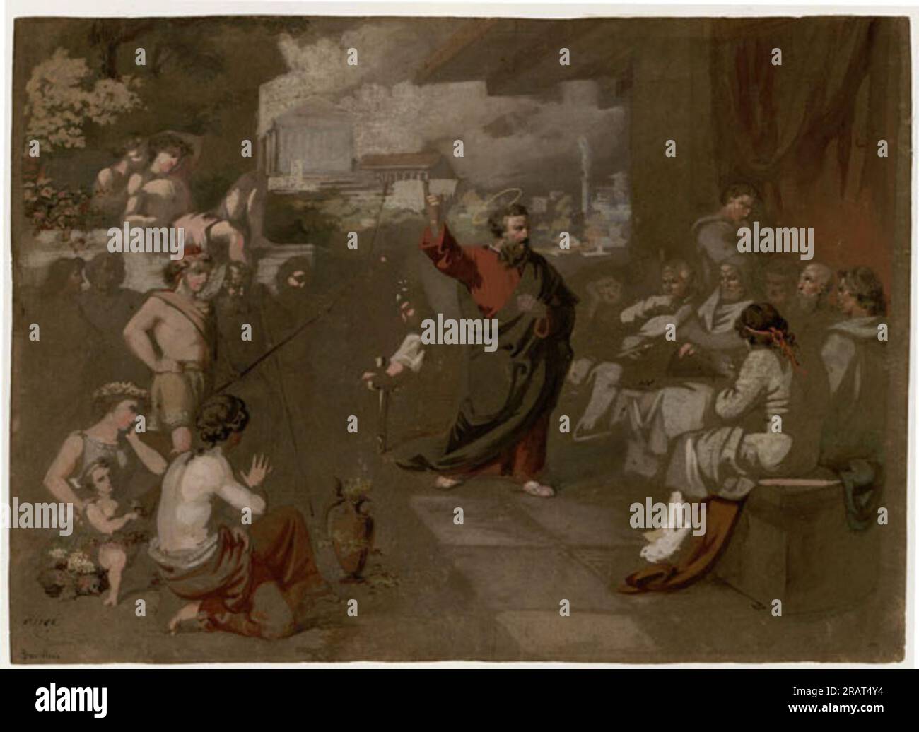 Der Heilige Paulus predigt vor dem areopagus von Marià Fortuny Stockfoto