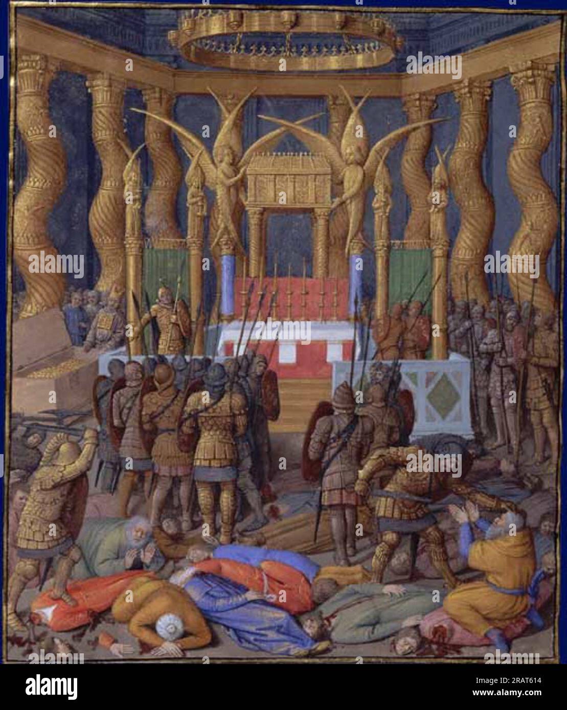 Schändung des Tempels von Jerusalem im Jahre 63 v. Chr. durch Pompeius und seine Soldaten im Jahre 1470 durch Jean Fouquet Stockfoto