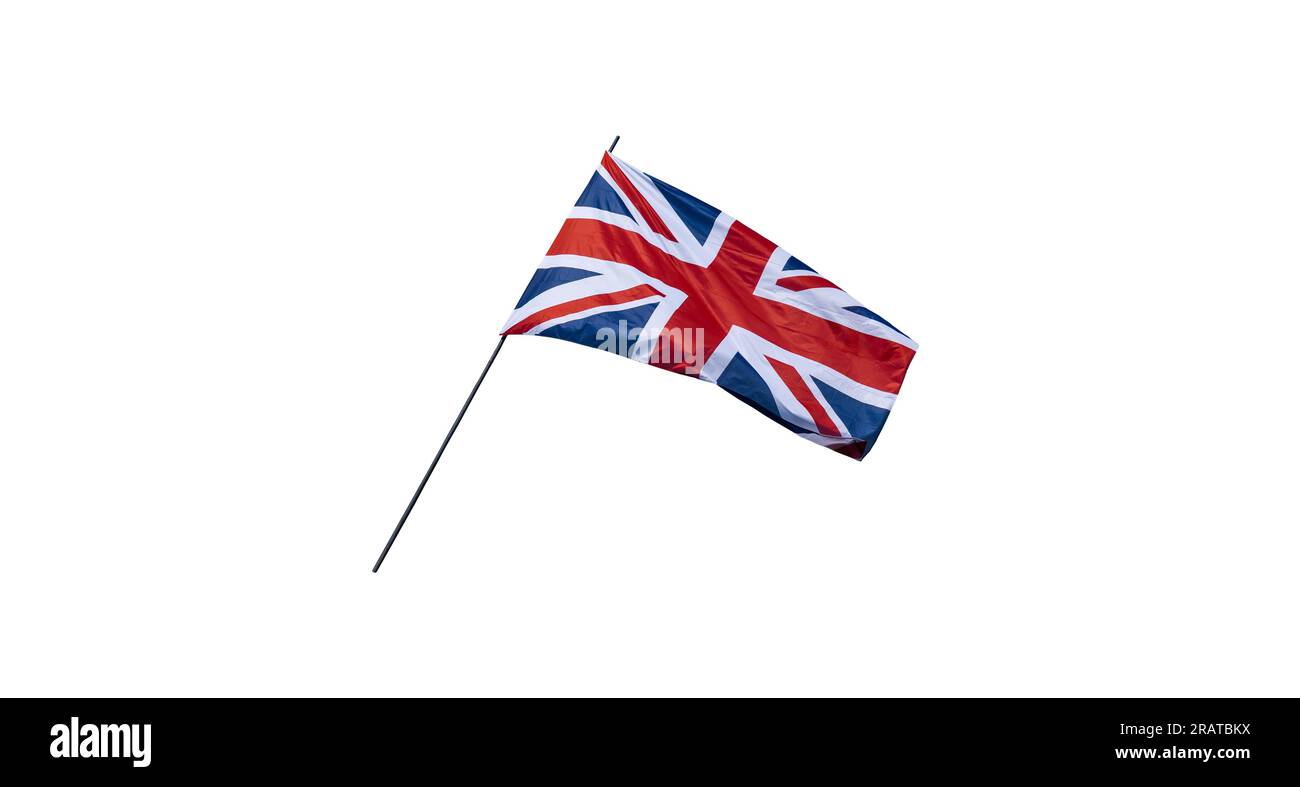 Flagge des Vereinigten Königreichs auf weißem Hintergrund isoliert. Stockfoto