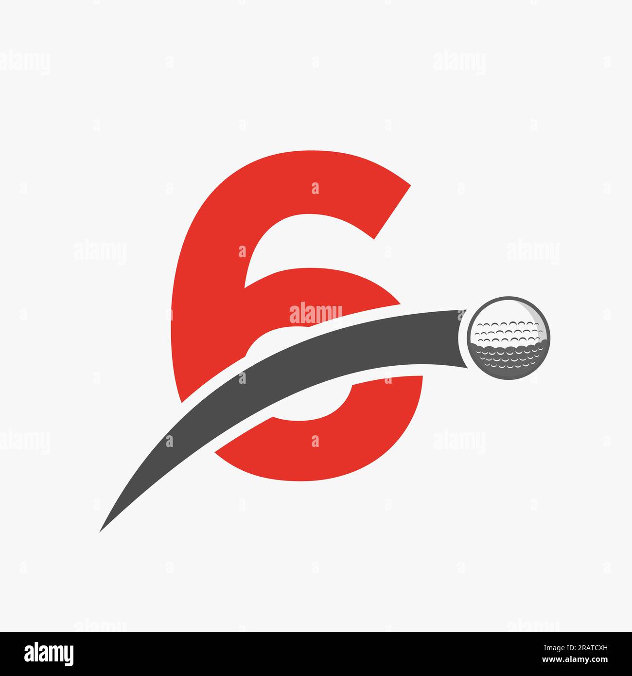 Golflogo Auf Letter 6 Concept Mit Beweglichem Golfball-Symbol. Hockey Sport Logo-Symbol Stock Vektor