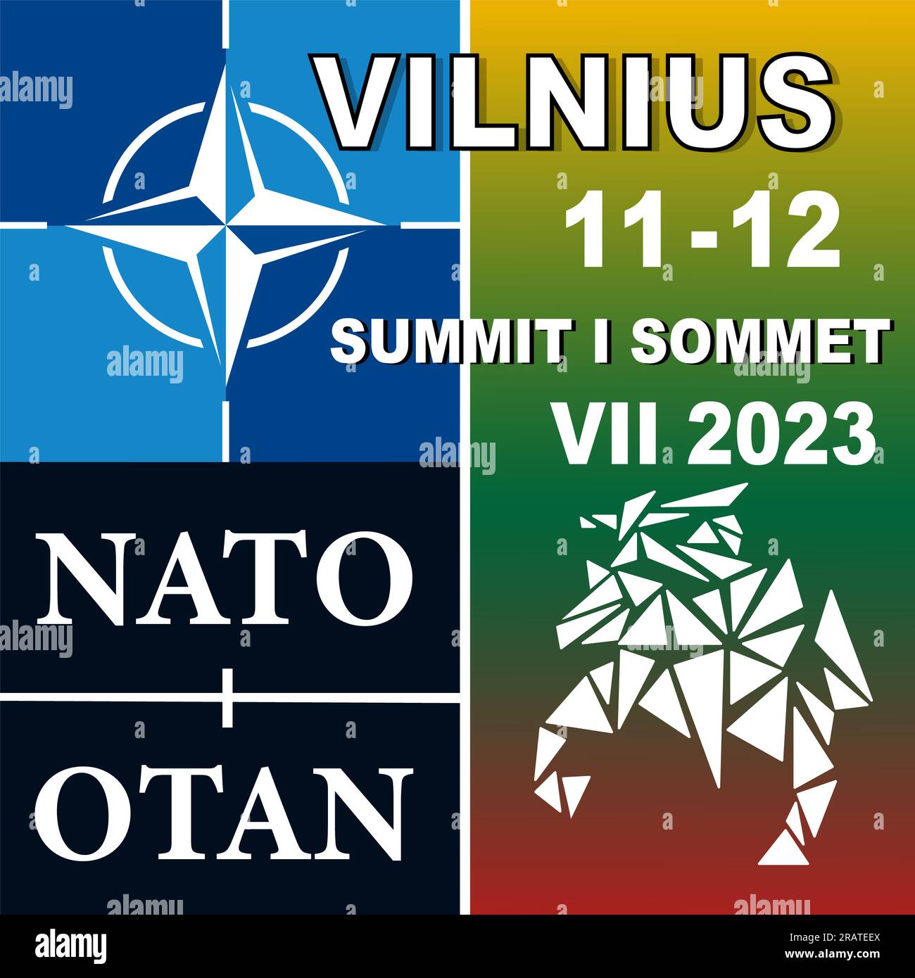 Logo des NATO-Gipfels, der im Juli 2023 in Vilnius stattfinden wird. Stockfoto
