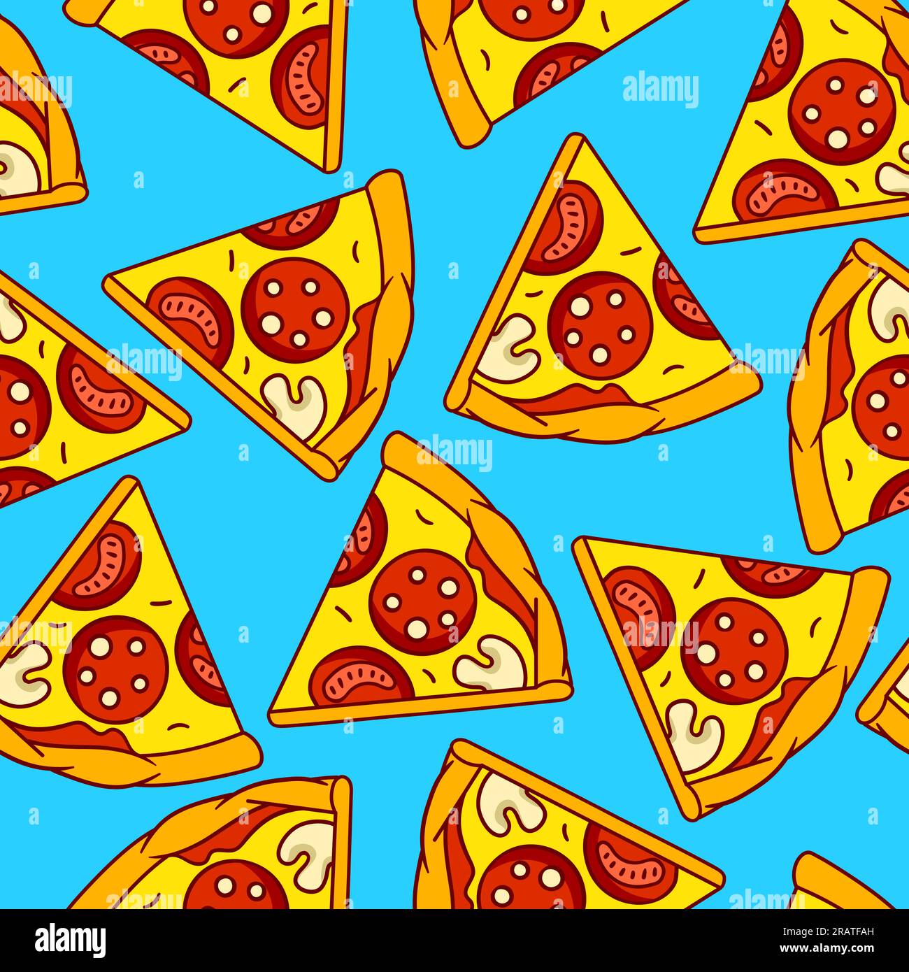 Schmackhafte Pizzascheiben. Köstliches Fast Food. Hintergrund für Café-Menü. Stock Vektor