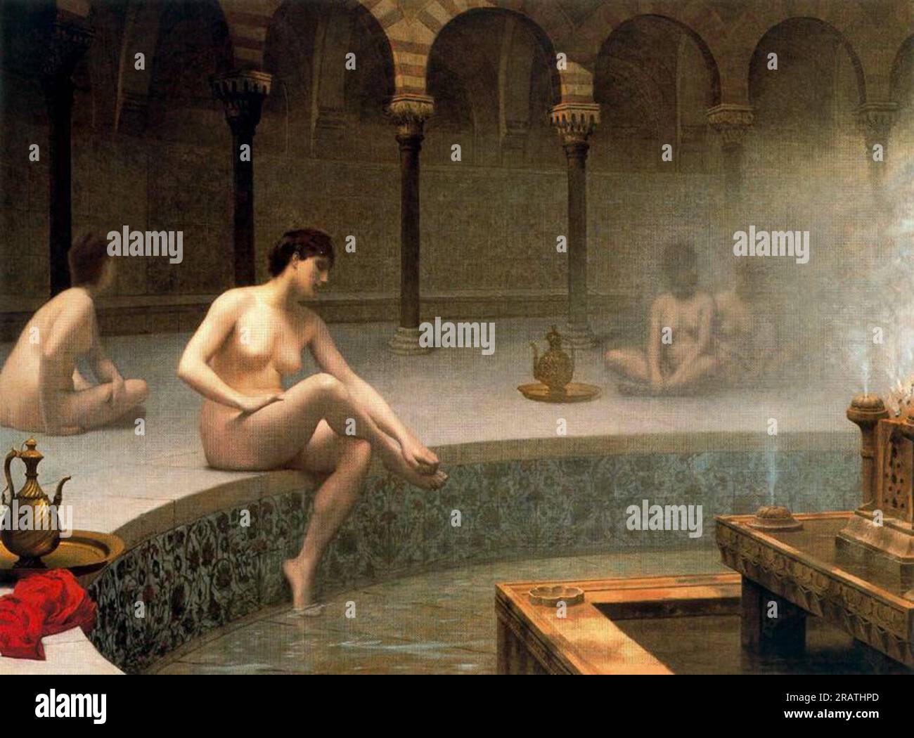 Eine Bath, eine Frau, die ihre Füße von Jean-Leon Gerome badet Stockfoto