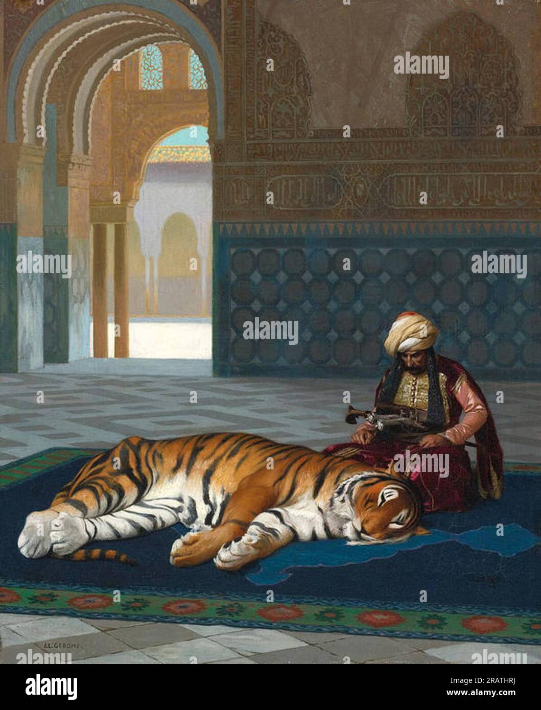 Le Tigre et Le Gardien von Jean-Leon Gerome Stockfoto