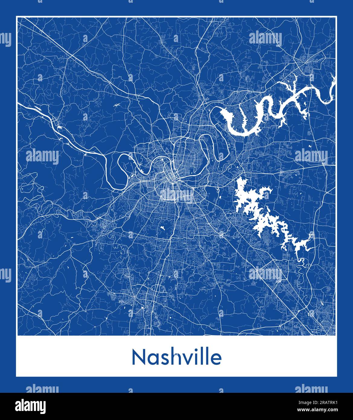 Nashville United States North America City Karte blau bedruckte Vektordarstellung Stock Vektor
