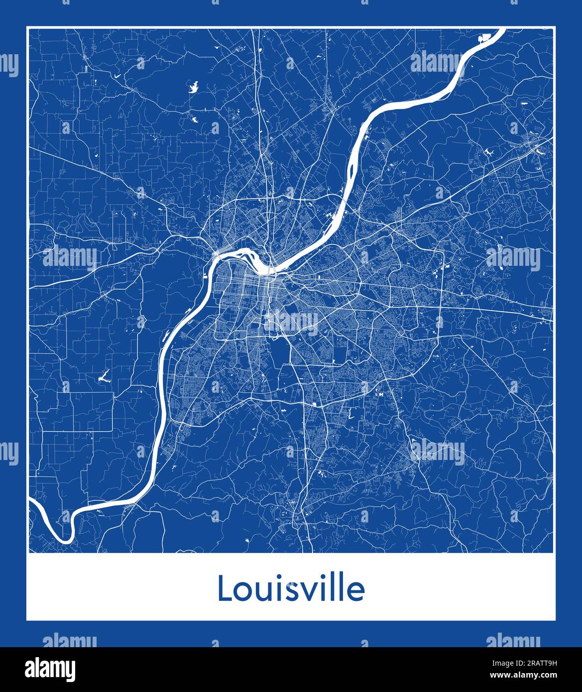 Louisville United States North America City Karte blau gedruckt Vektordarstellung Stock Vektor