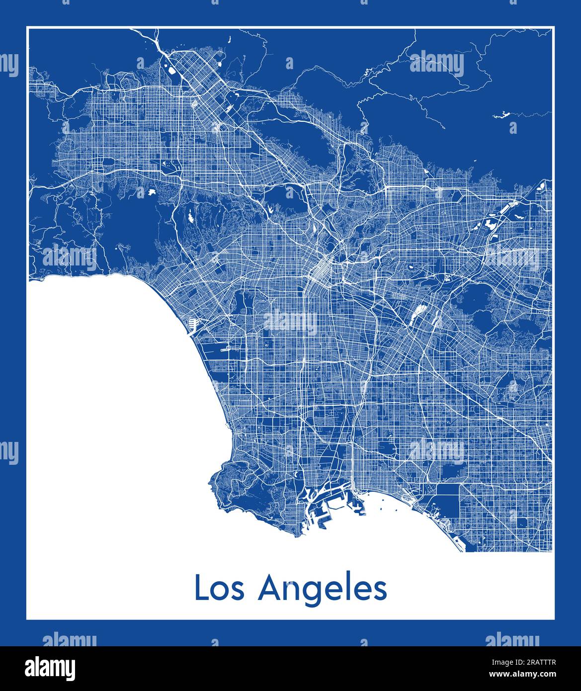Kartendarstellung von Los Angeles, USA, Nordamerika City, blauer Druck Vektor Stock Vektor