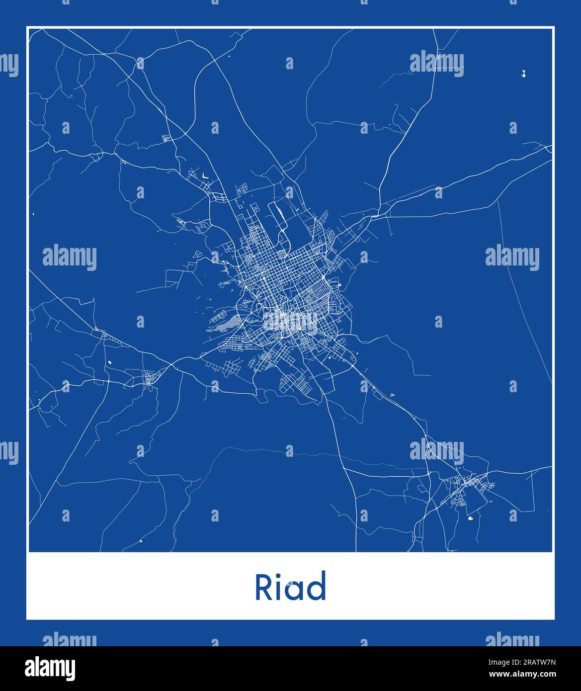 Riad Saudi-Arabien Asien-Stadt Karte blau gedruckt Vektordarstellung Stock Vektor