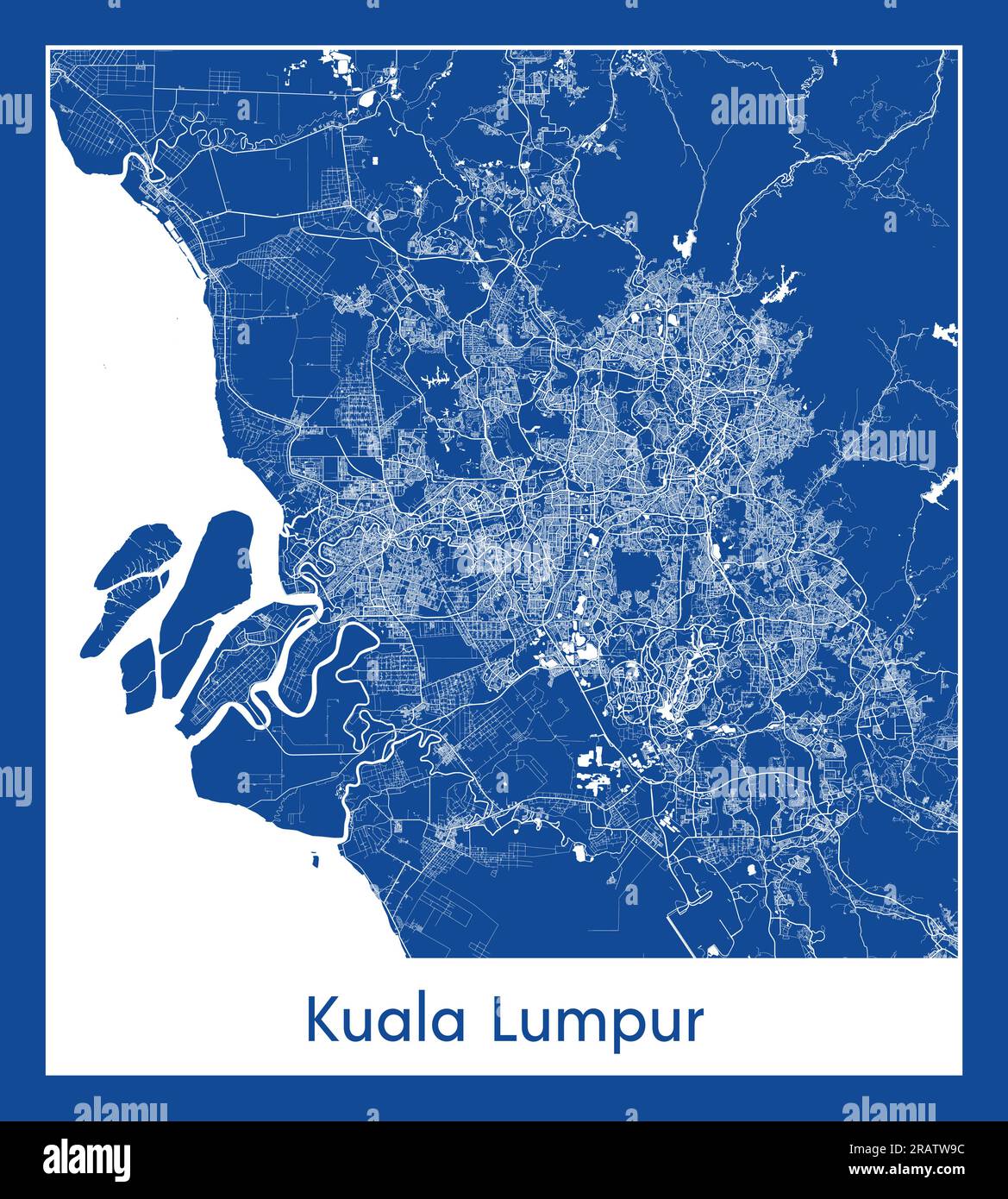 Kuala Lumpur Malaysia Asia City Karte blau gedruckt Vektordarstellung Stock Vektor