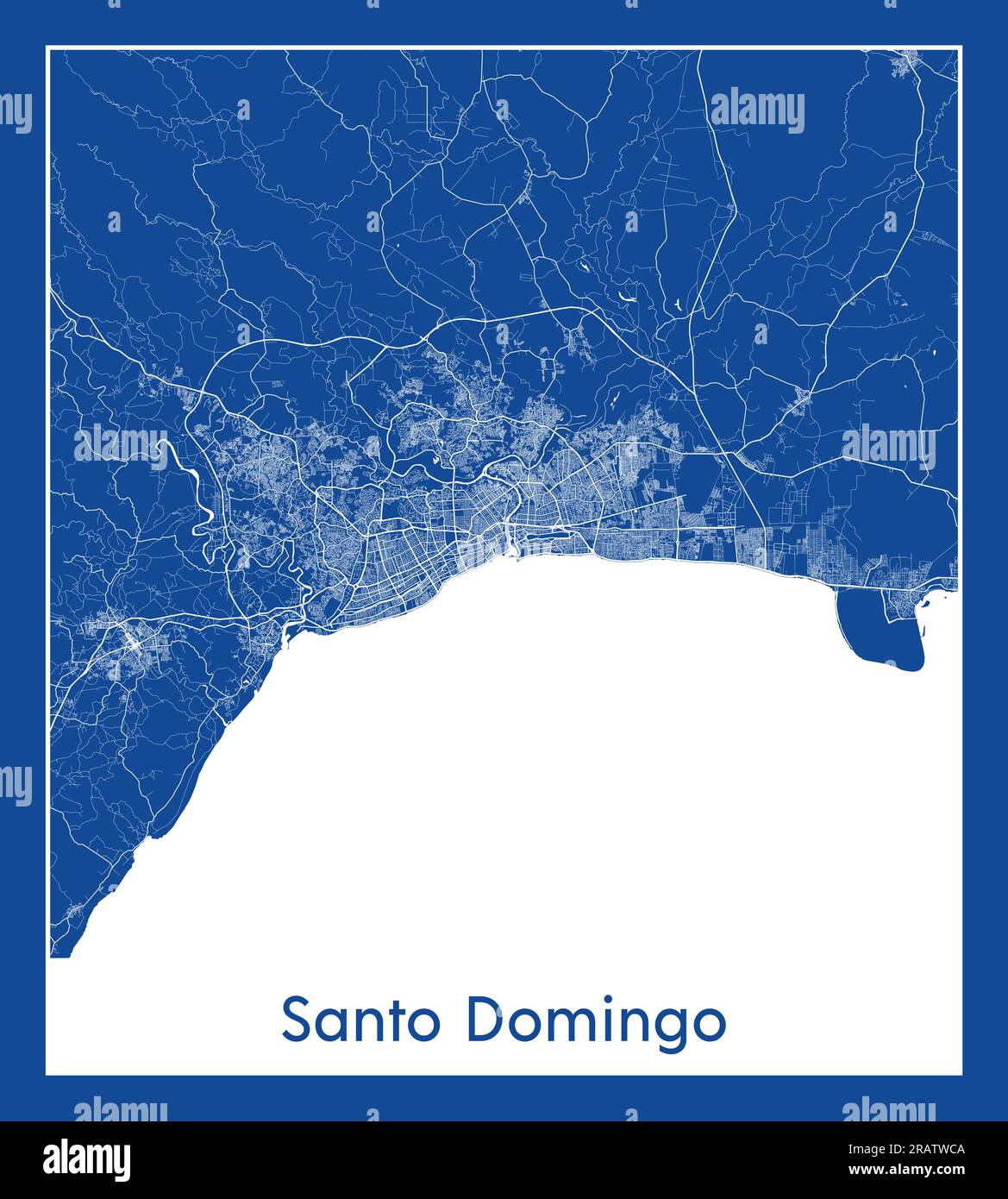 Santo Domingo Dominikanische Republik Nordamerika Stadtplan blauer Vektor Illustration Stock Vektor