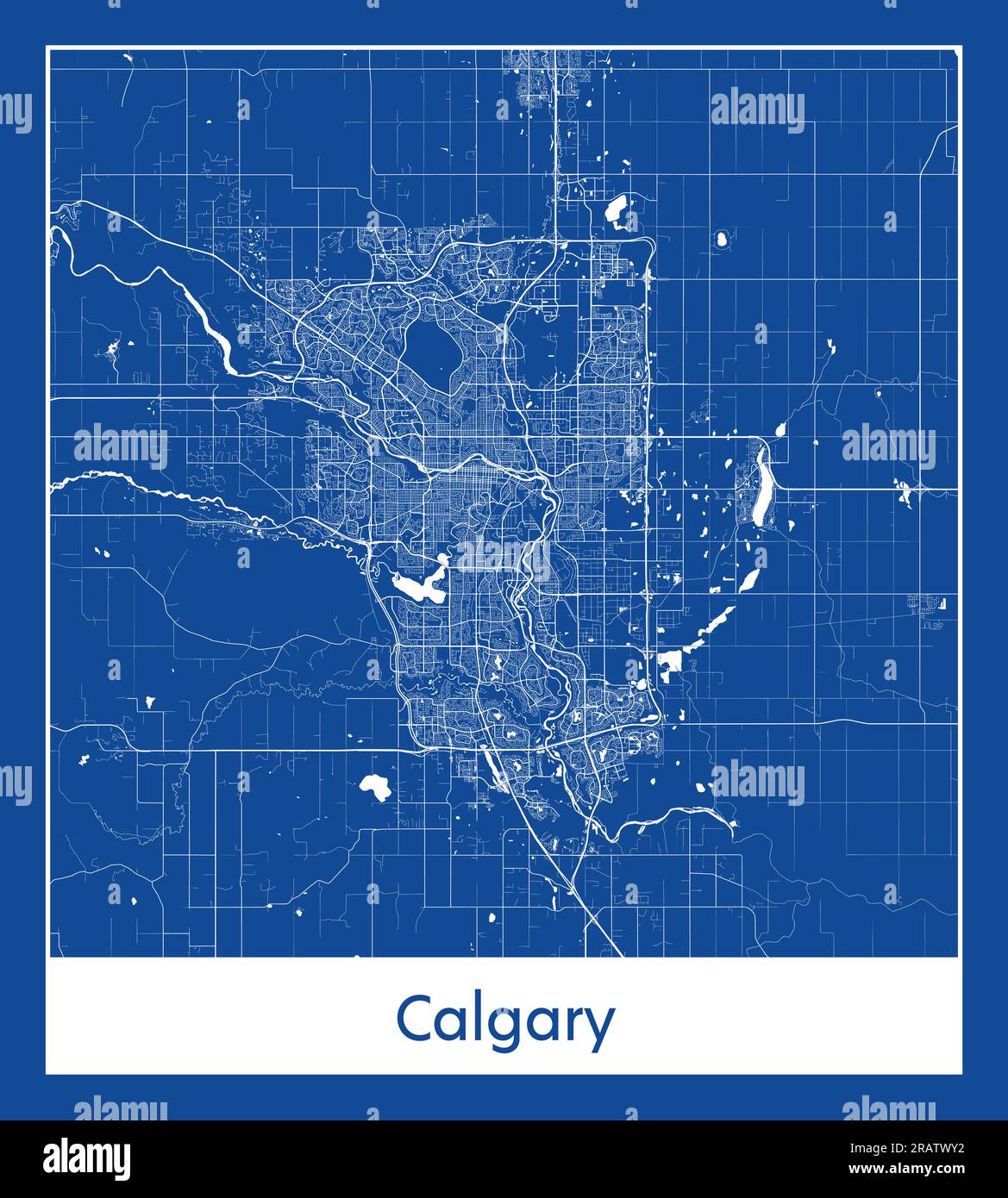 Calgary Canada North America City Karte blau gedruckt Vektordarstellung Stock Vektor
