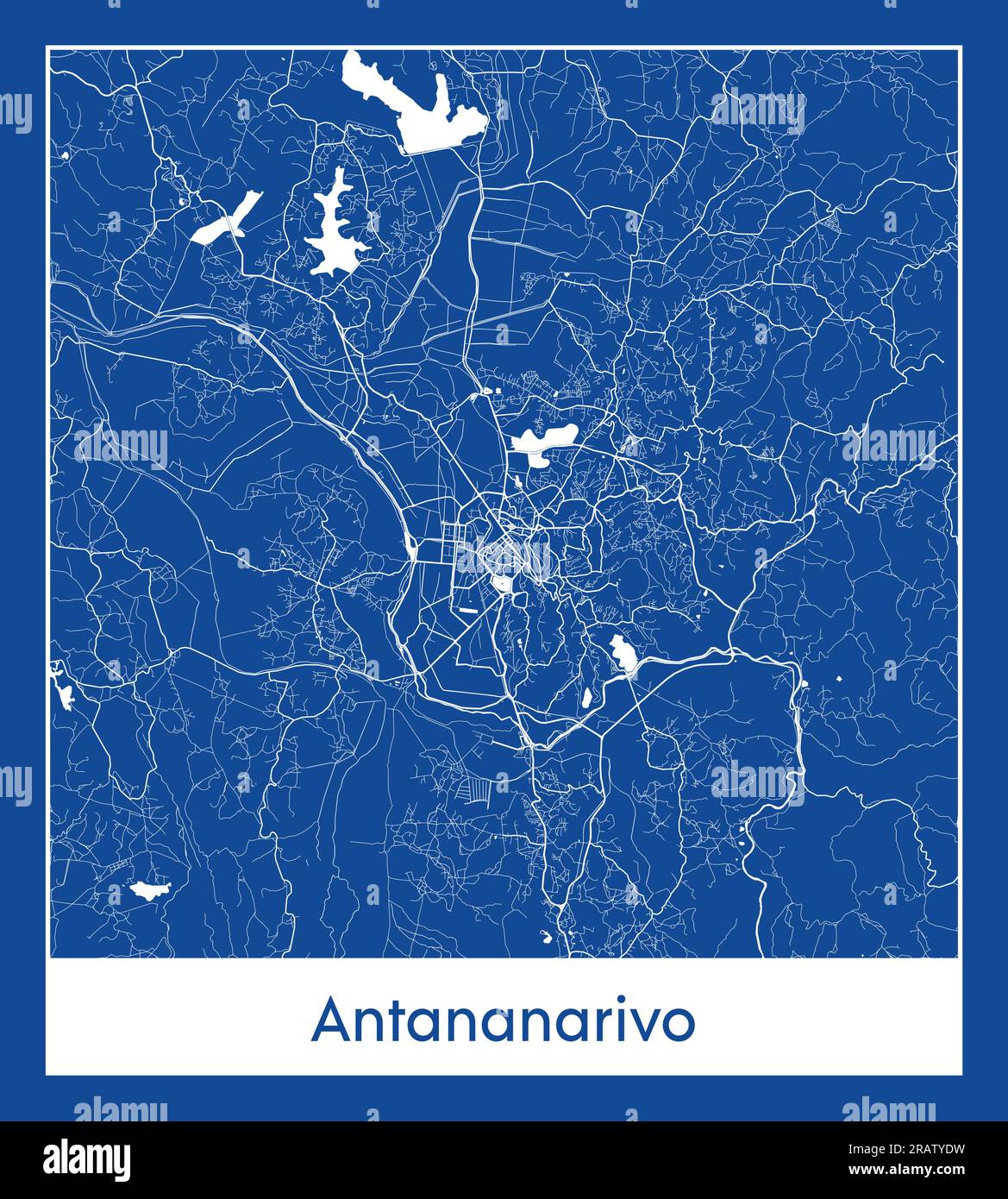 Antananarivo Madagaskar Africa City Karte blau gedruckt Vektordarstellung Stock Vektor