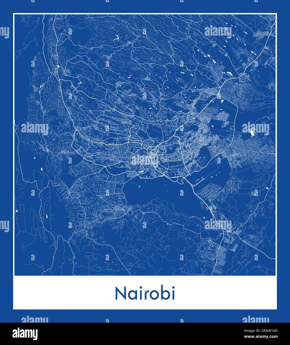 Nairobi Kenia Africa City Karte blau gedruckt Vektordarstellung Stock Vektor