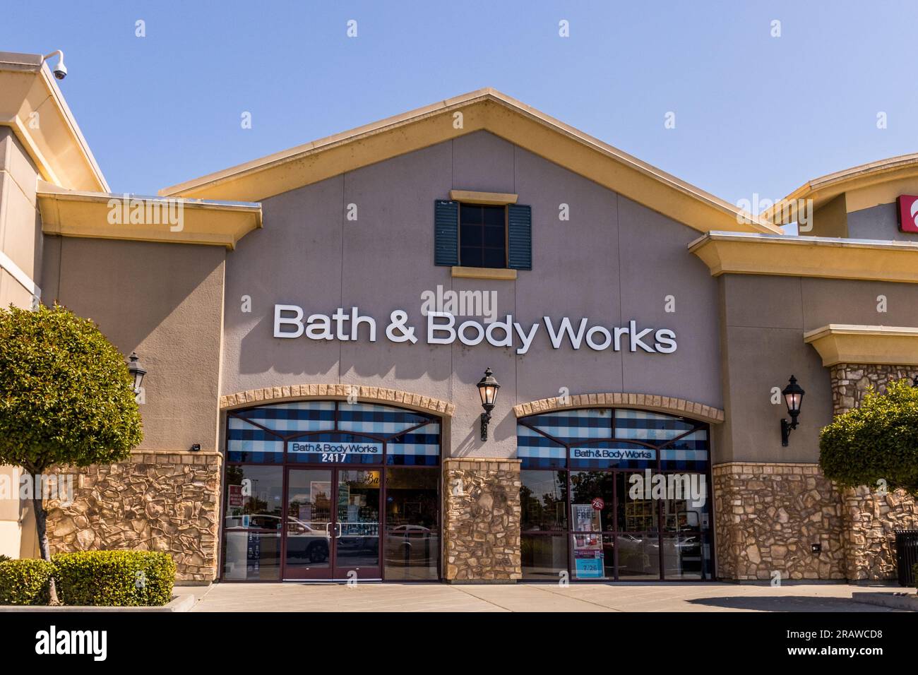 Ein Bath and Body Works Store in der wachsenden Gemeinde Riverbank California Stanislaus County USA im Central Valley Stockfoto