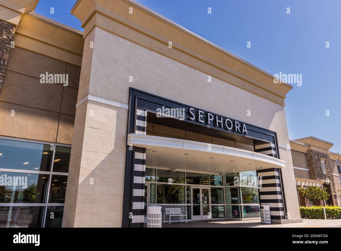 Ein Sephora-Geschäft in der wachsenden Gemeinde Riverbank California Stanislaus County USA im Central Valley Stockfoto