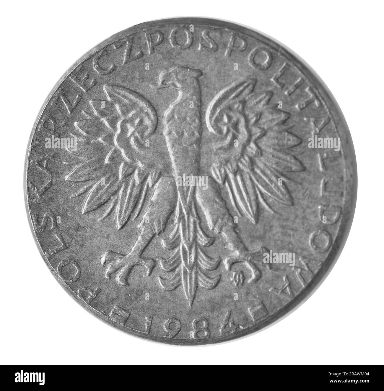 Münzpolitur Draufsicht Nahaufnahme Stockfoto