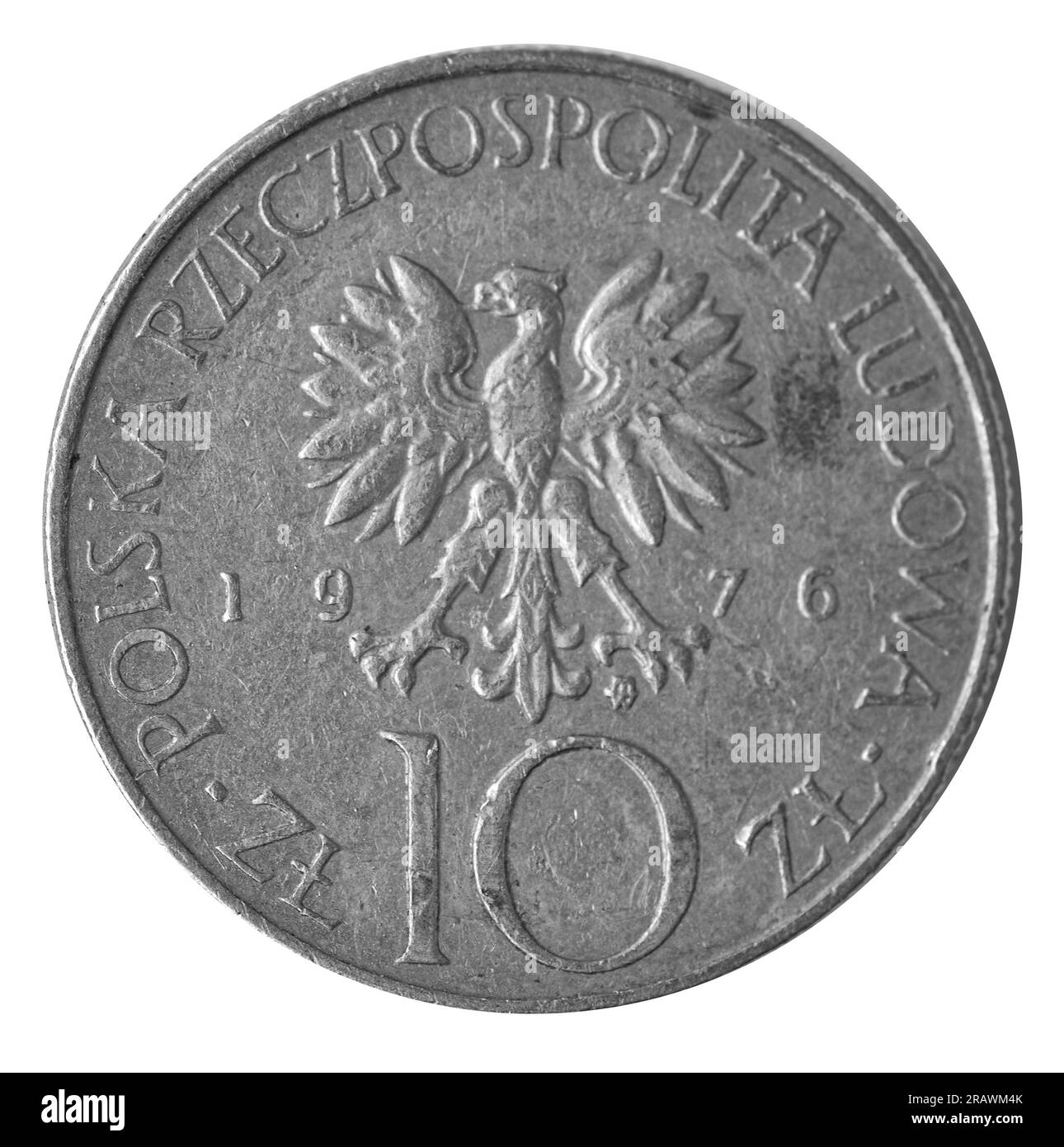 Münzpolitur Draufsicht Nahaufnahme Stockfoto