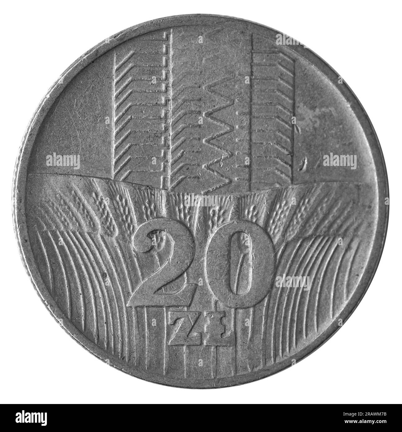 Münzpolitur Draufsicht Nahaufnahme Stockfoto