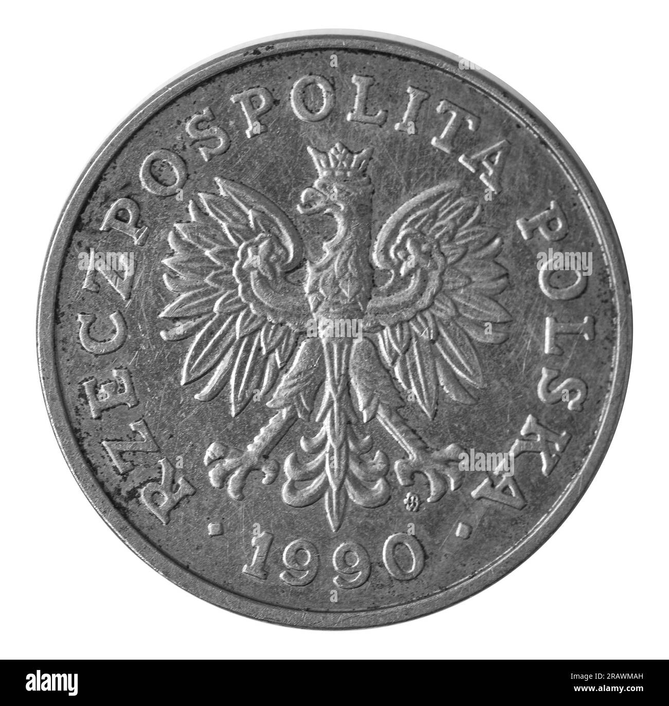 Münzpolitur Draufsicht Nahaufnahme Stockfoto