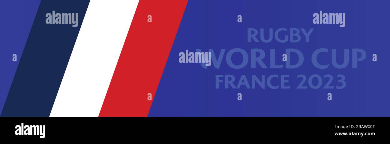 Rugby-Weltmeisterschaft 2023 in Frankreich und Frankreich Flagge und Blue Background Social Media Post, Vector Illustration Abstract editierbares Bild Stock Vektor