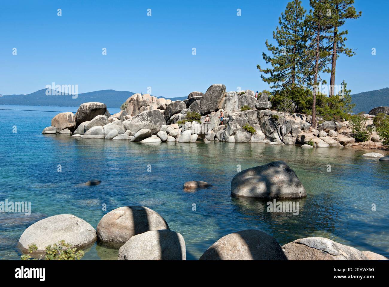Malerischer Blick am Sand Harbor Beach in Lake Tahoe, Kalifornien, USA Stockfoto