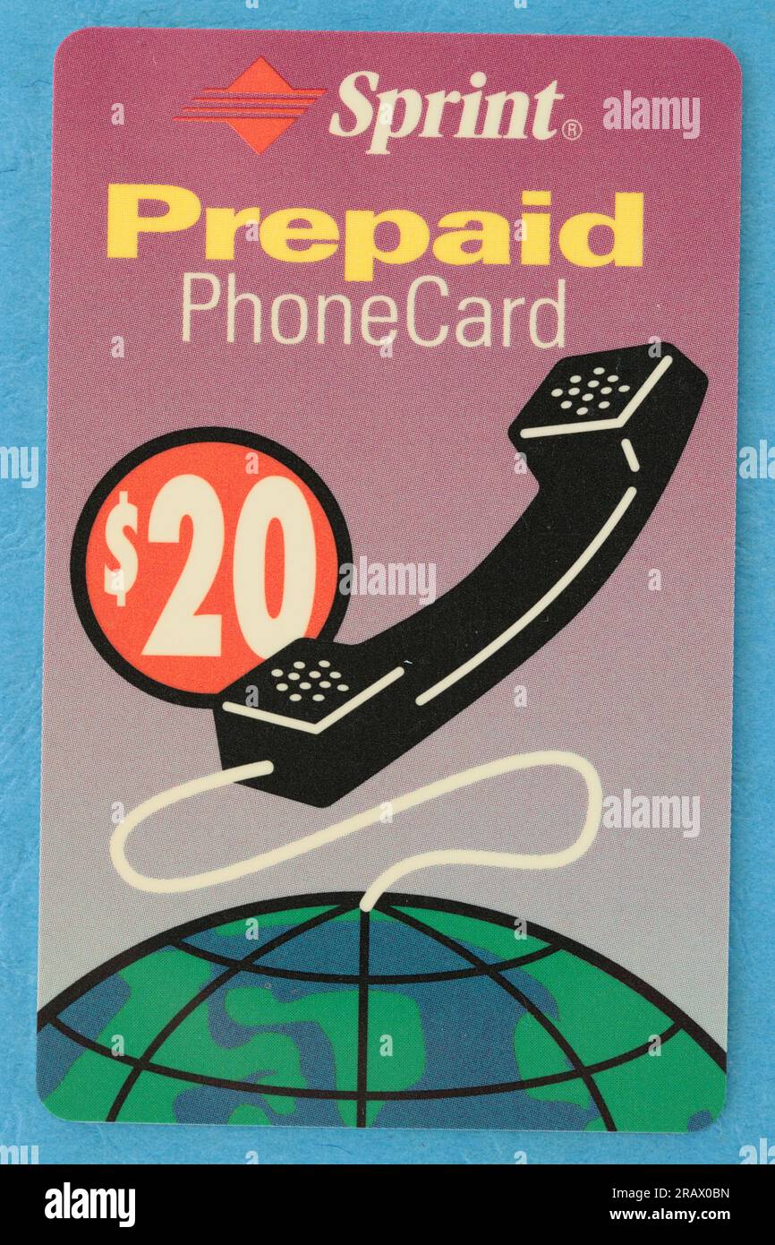 Foto einer Prepaid-Telefonkarte von Sprint (2002), USA $20.- Stockfoto