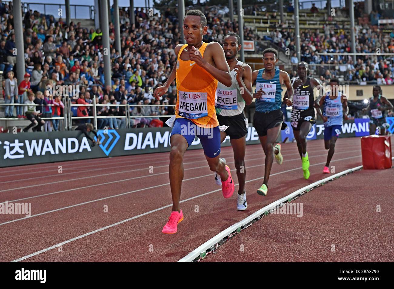 Berihu Aregawi (ETH) gewinnt die 5.000 m in 14:40,45, während Athletiissima, Freitag, 30. Juni 2023, in Lausanne, Schweiz. (Jiro Mochizuki/Bild des Sports) Stockfoto