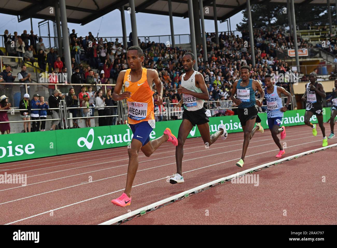 Berihu Aregawi (ETH) gewinnt die 5.000 m in 14:40,45, während Athletiissima, Freitag, 30. Juni 2023, in Lausanne, Schweiz. (Jiro Mochizuki/Bild des Sports) Stockfoto