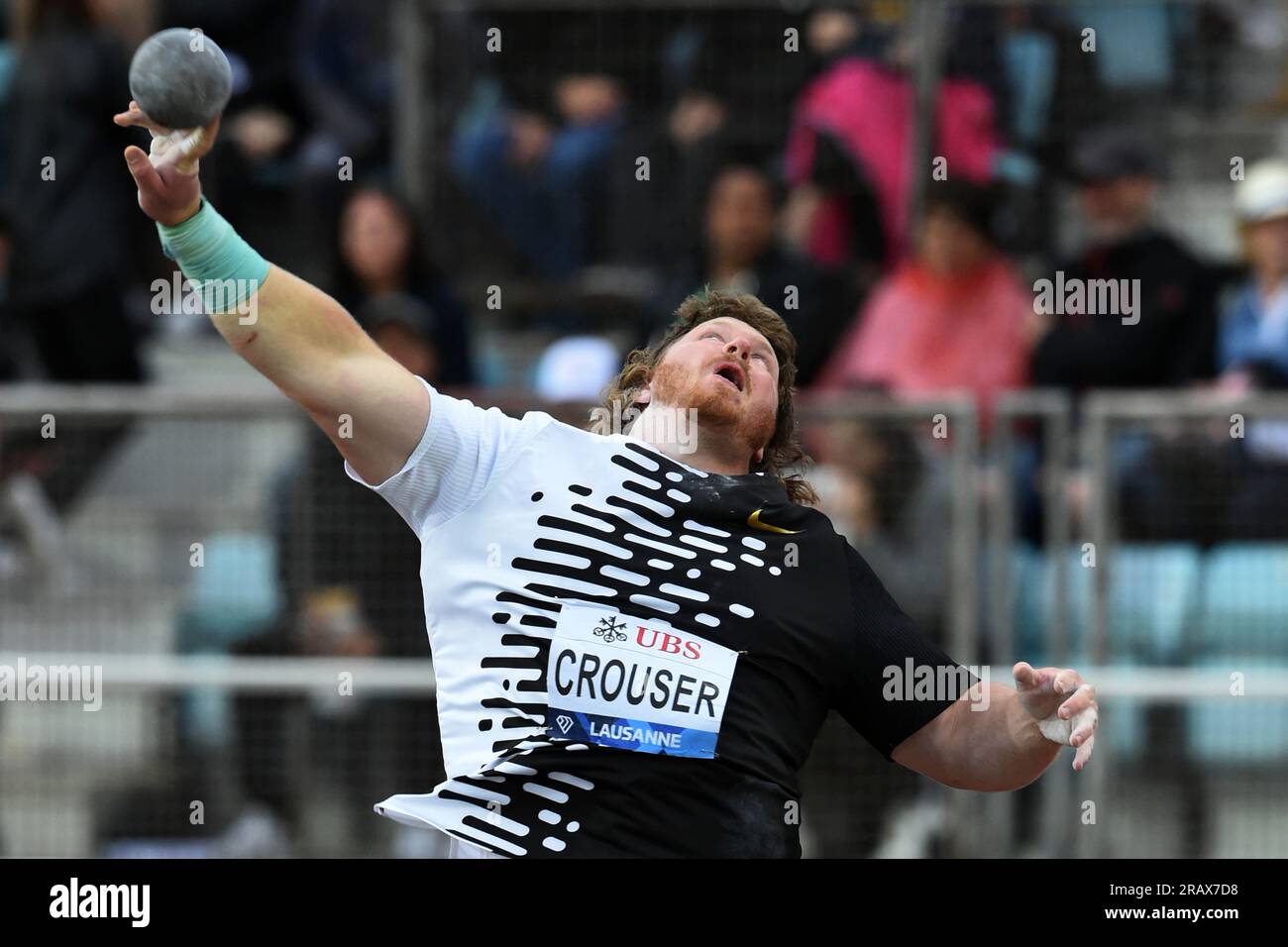 Ryan Crouser (USA) gewinnt bei Athletiissima am Freitag, 30. Juni 2023 in Lausanne den Schuss mit 73-1 3/4 (22,29 m). Schweiz. (Jiro Mochizuki/Bild des Sports) Stockfoto