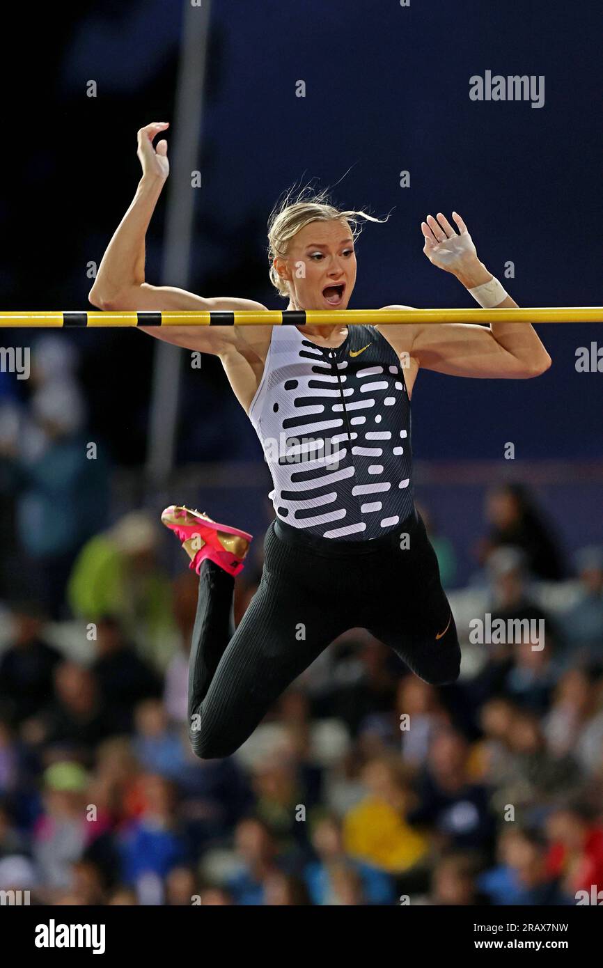 Katie Moon (USA) gewinnt den Stabhochsprung der Frauen mit 15-9 3/4 (4,82) während der Athletiissima am Freitag, 30. Juni 2023 in Lausanne. Schweiz. (Jiro Mochizuki/Bild des Sports) Stockfoto