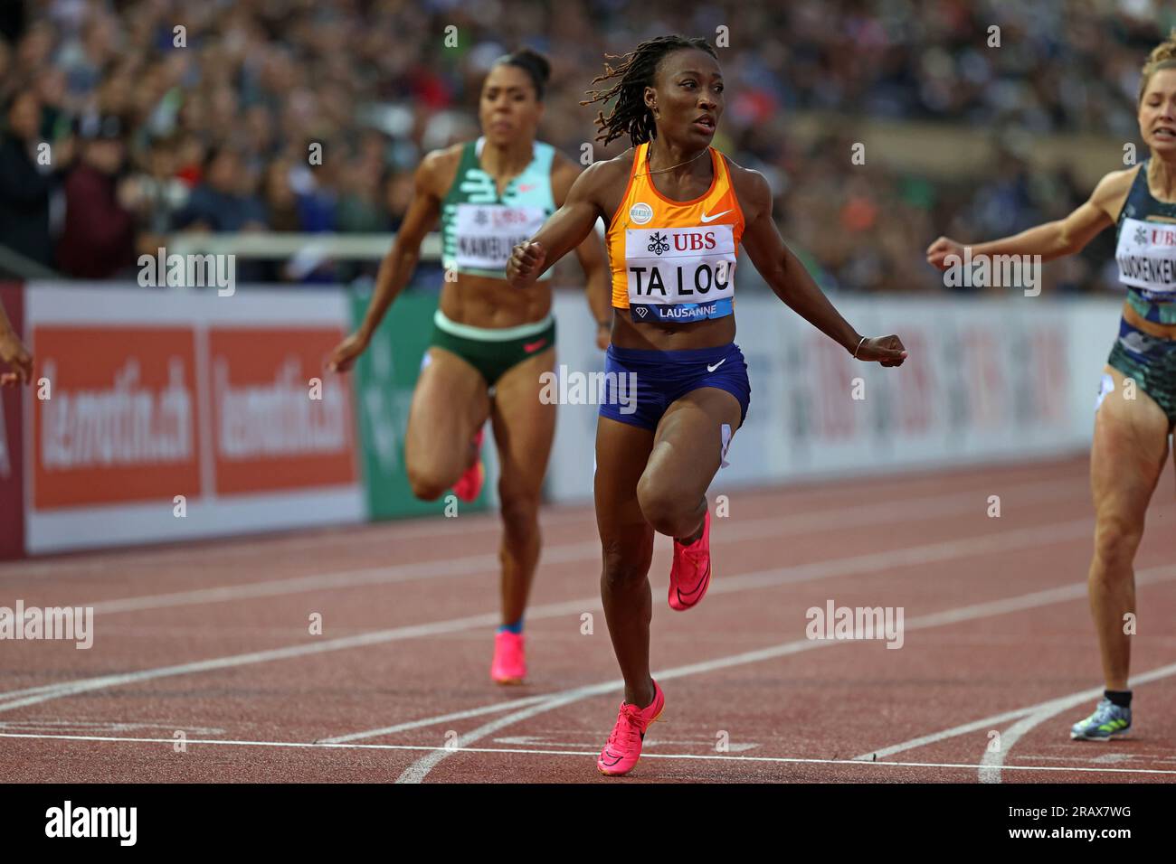 Marie-Josee Ta Lou (CIV) gewinnt die 100-Meter-Strecke der Frauen 10,88 bei Athletiissima am Freitag, 30. Juni 2023 in Lausanne. Schweiz. (Jiro Mochizuki/Bild des Sports) Stockfoto