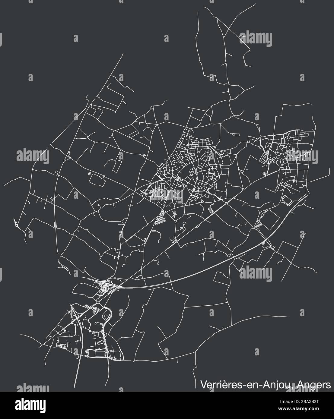Straßenkarte der GEMEINDE VERRIÈRES-EN-ANJOU, ANGERS Stock Vektor