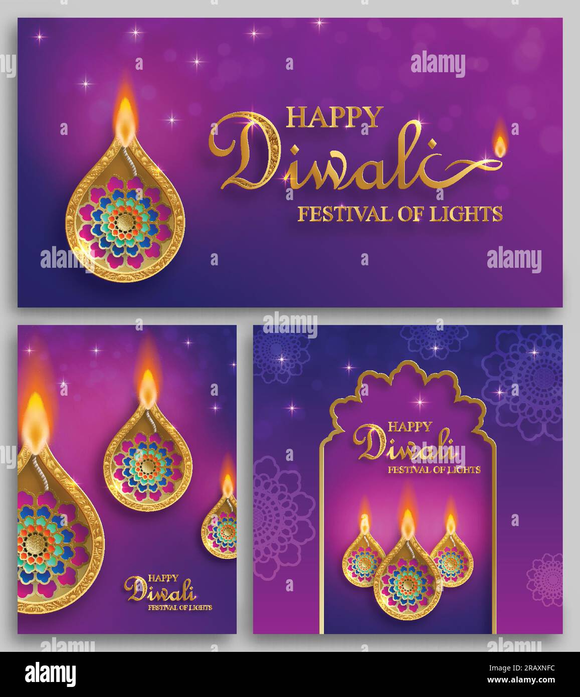 Glückliche Diwali-Vektordarstellung. Festliche Diwali- und Deepawali-Karte. Das indische Festival der Lichter auf farbigem Hintergrund Stock Vektor