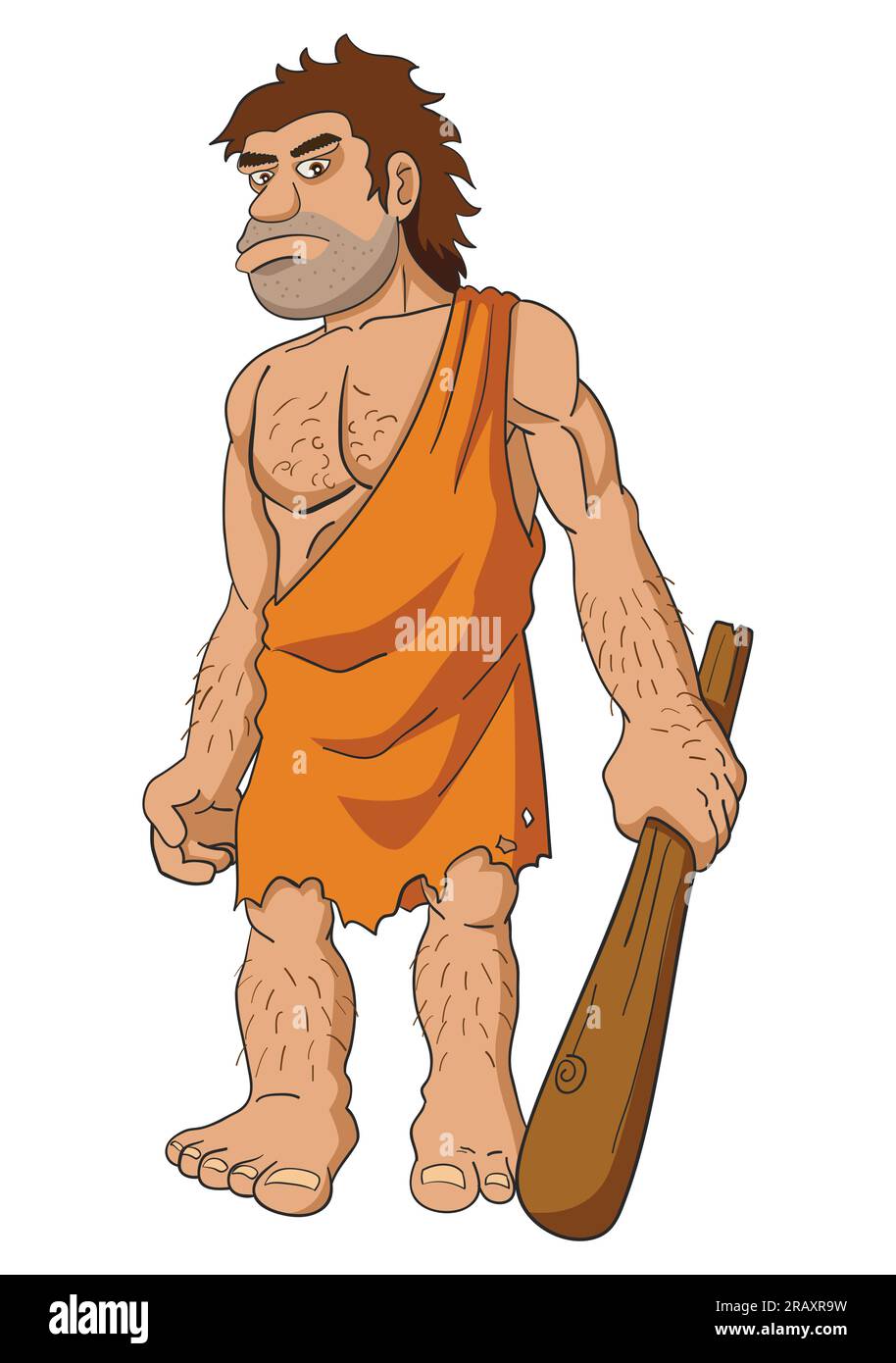 Cartoon Illustration von Höhlenmensch hält einen Verein Stock Vektor