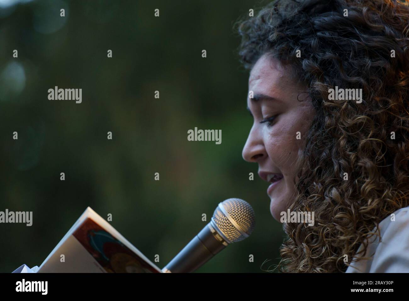 Cecília Navarro, poetischer Auftritt, Oratori de Sant Blai, Campos, Mallorca, Balearen, Spanien Stockfoto