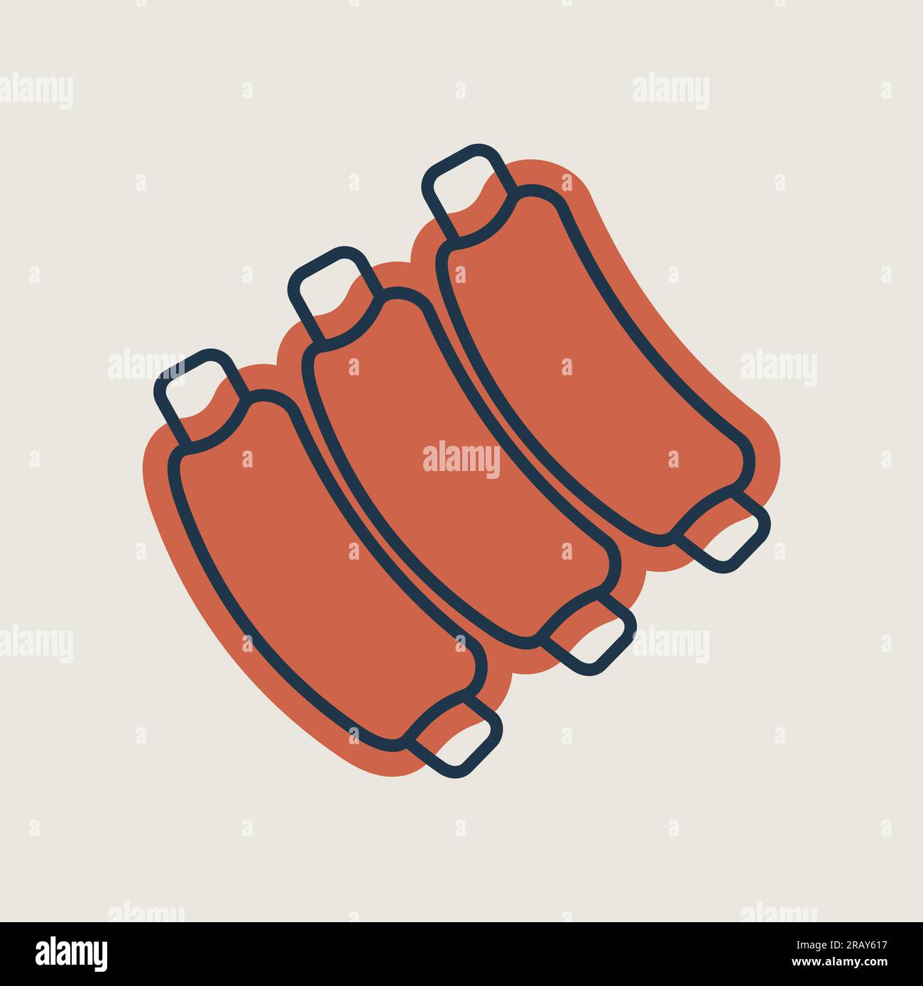 Ribs Food Fleisch Vektor isoliert Symbol. Tierschild am Bauernhof