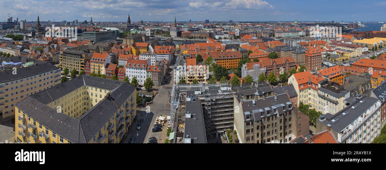 Panoramablick auf Kopenhagen vom Turm der Vor Frelsers Kirche, Dänemark, Europa, Nordeuropa Stockfoto
