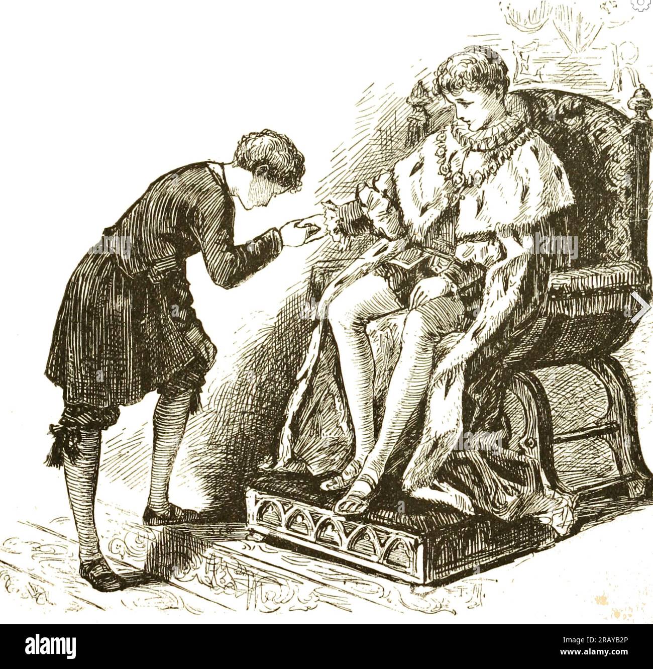 DER PRINZ UND DIE ARME Illustration aus der 1882. Ausgabe des Romans von Mark Twain, der den Pauper mit Prinz Edward zeigt Stockfoto