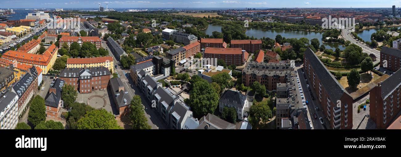 Panoramablick auf Kopenhagen vom Turm der Vor Frelsers Kirche, Dänemark, Europa, Nordeuropa Stockfoto