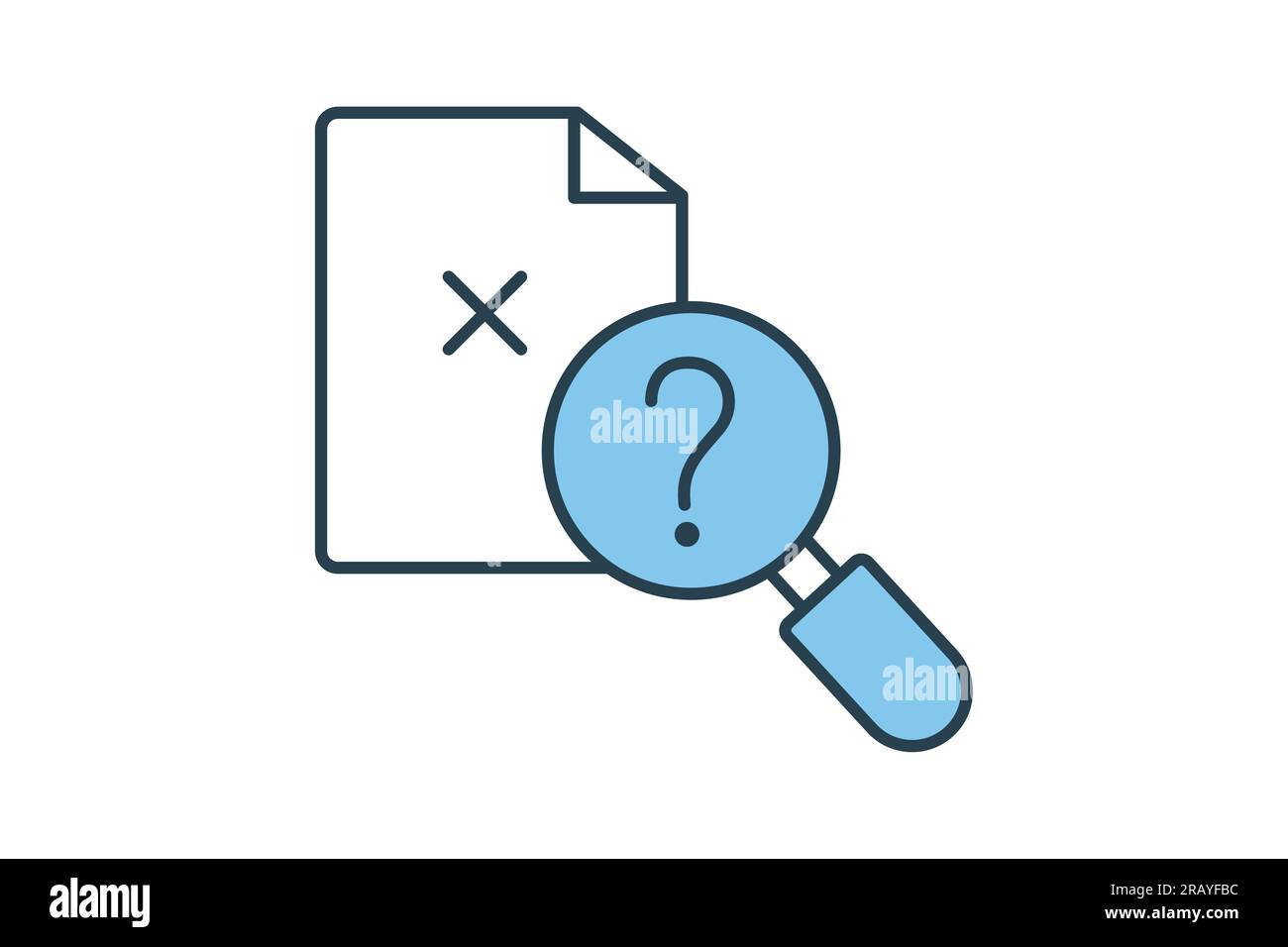 Symbol "Keine Ergebnisdaten". Nicht gefunden, Vergrößerungsglas mit Dokument. Symbol für Suchen, Suchen. Flaches Design im Icon-Stil. Editor für einfache Vektorkonstruktion Stock Vektor