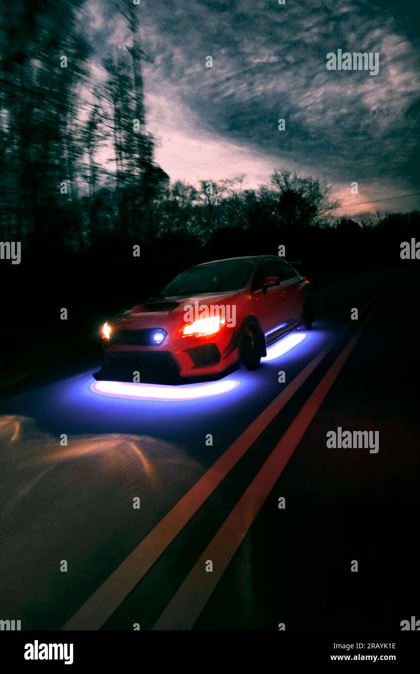 Red subaru wrx sti Sportwagen Stockfoto