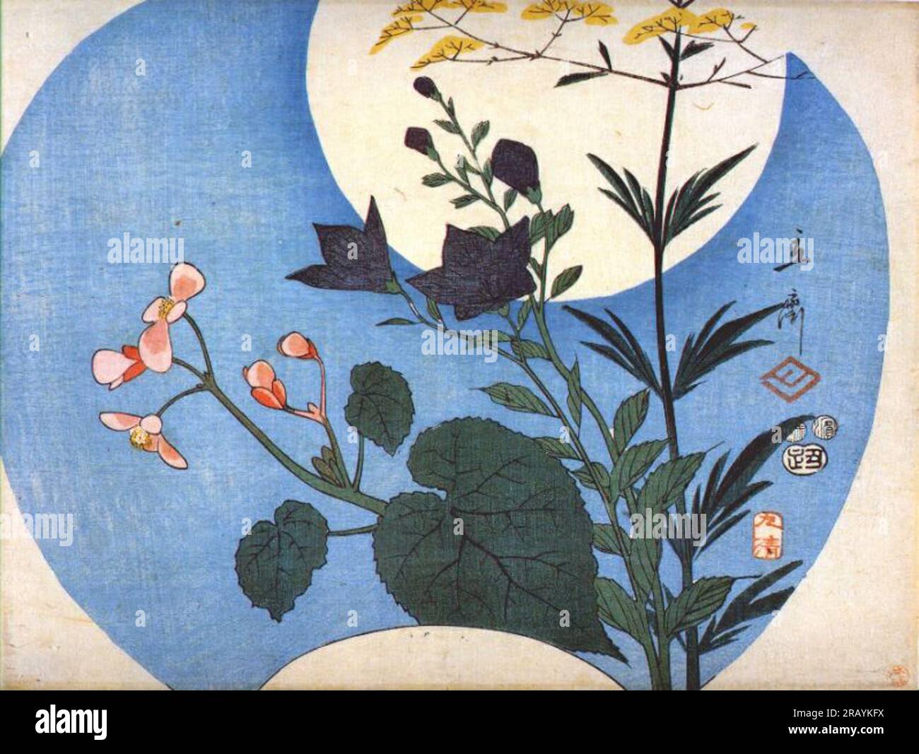 Herbstblumen vor Vollmond 1853 von Hiroshige Stockfoto