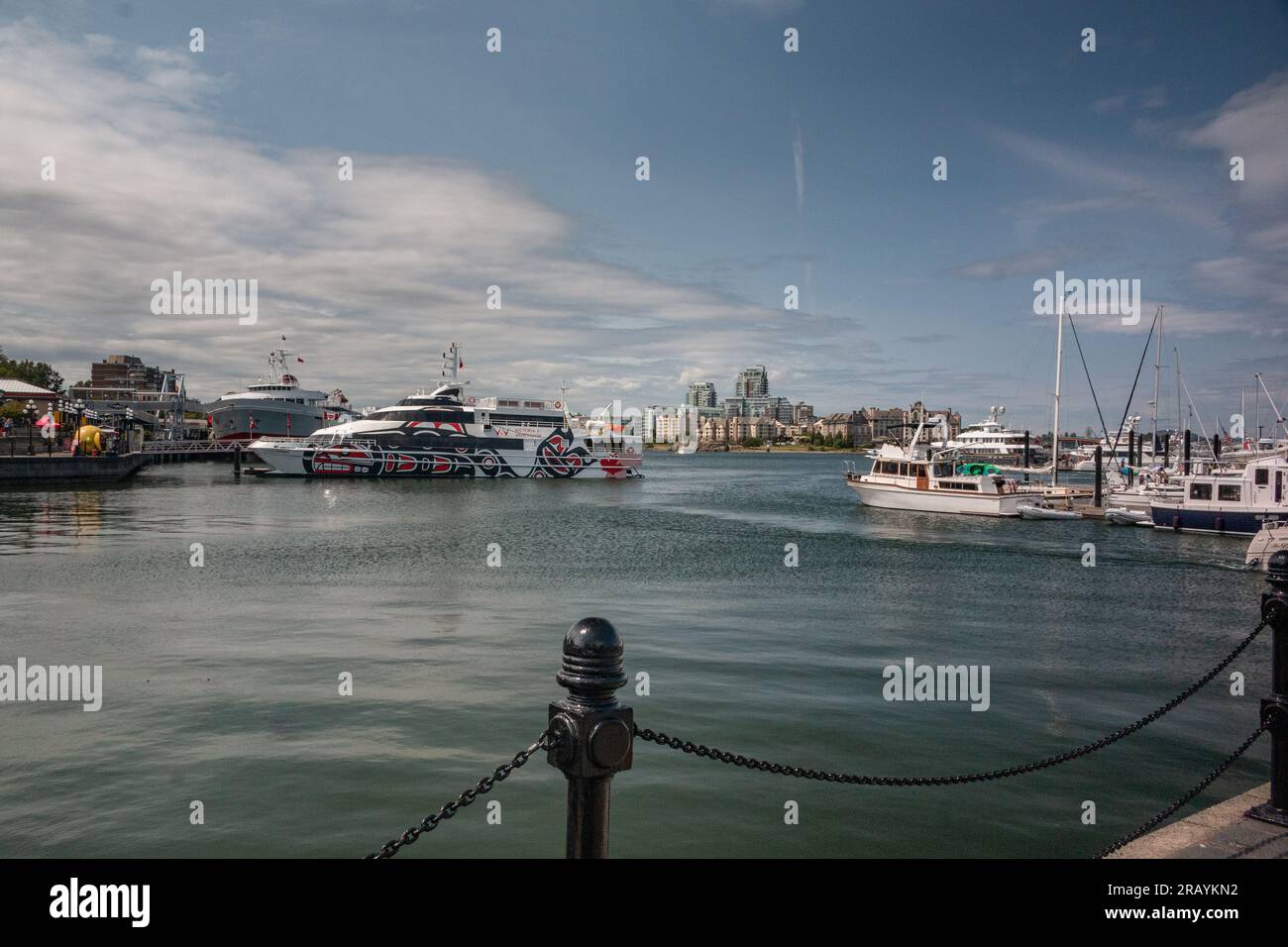 Kanadische Kultur und Urlaub, Urlaubsbilder, wie im british columbia Victoria Harbour Transport Taxi Stockfoto