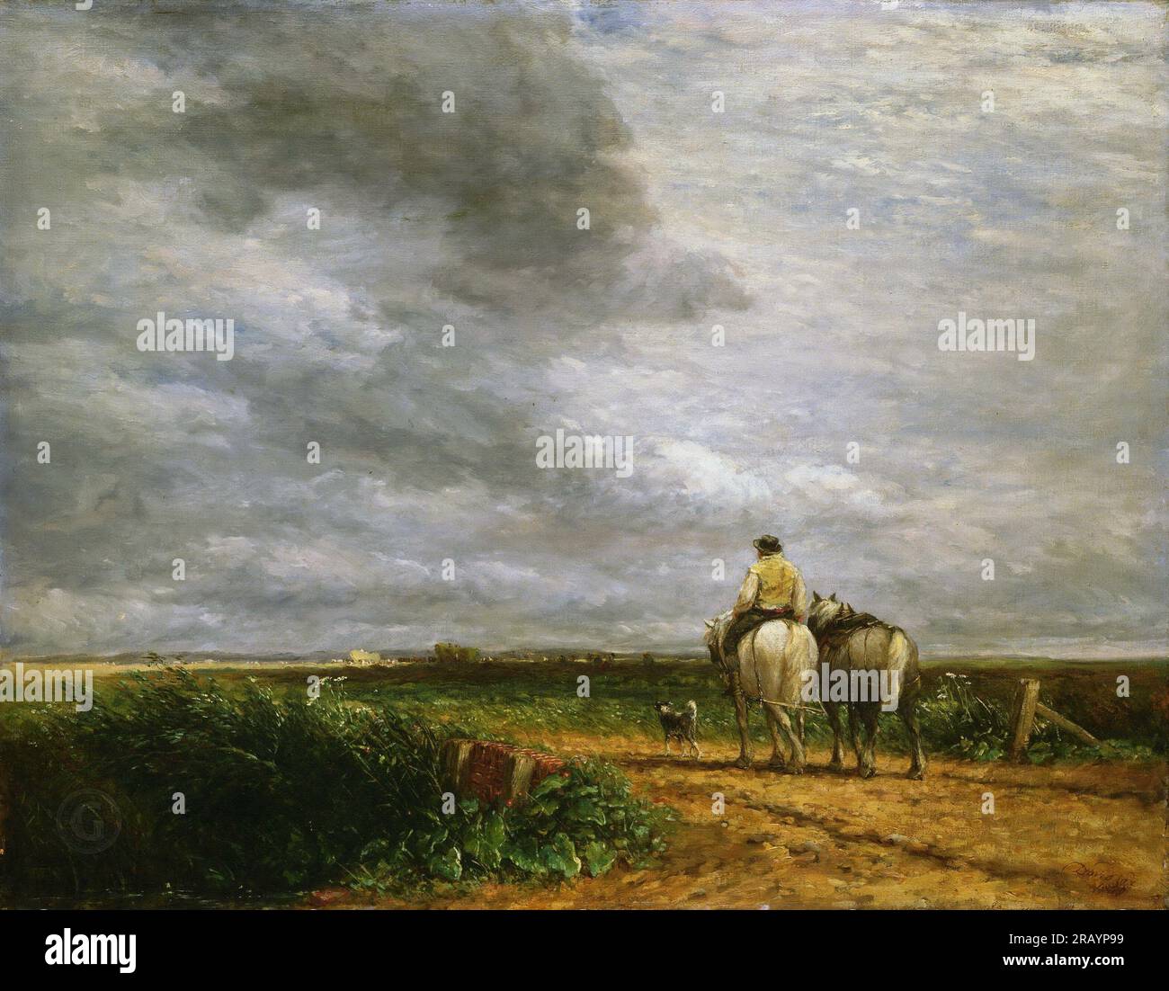 David Cox, Englisch, 1783-1859 -- geht auf die Hayfield 1849. Stockfoto