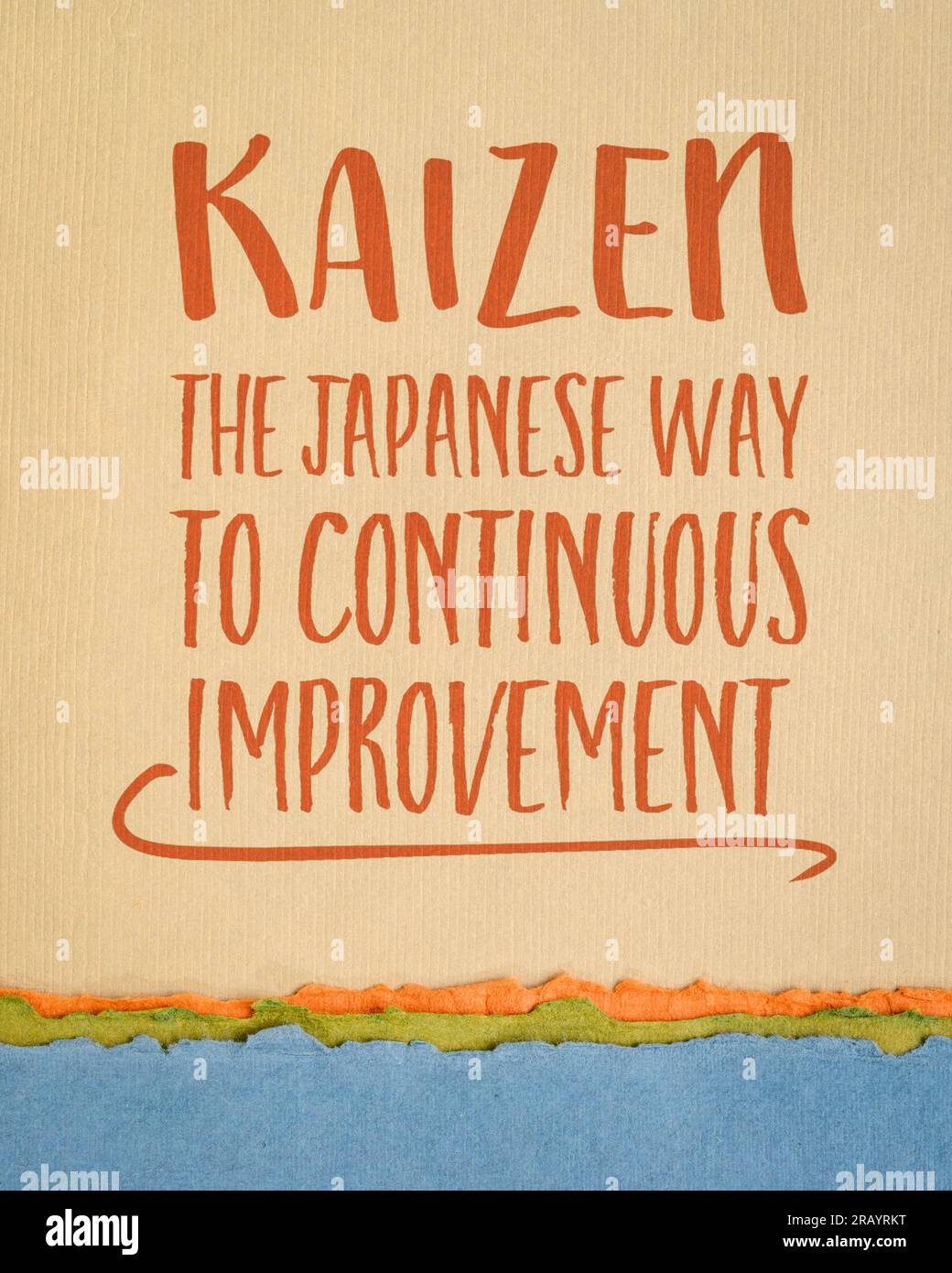 kaizen: Japanisches Konzept der kontinuierlichen Verbesserung, inspirierender Hinweis auf Kunstpapier, geschäftliche und persönliche Entwicklung Stockfoto